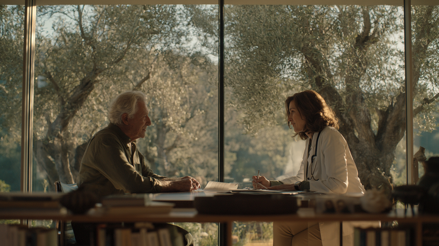 A consultation in a sunlit room